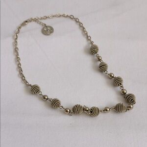 Vintage Trifari dark gold tone spiral bead station necklace w adjustable chain